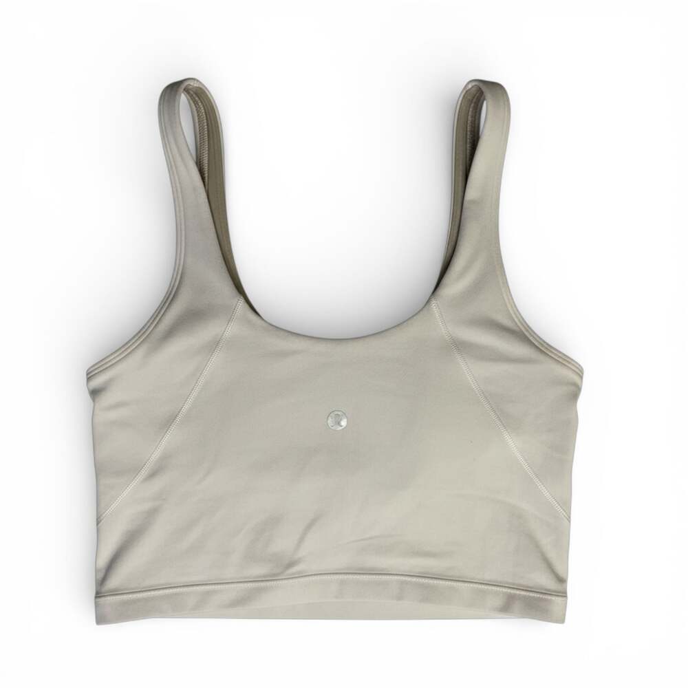 Lululemon Beige Sports Bra Womens Medium Scoop Neck Logo